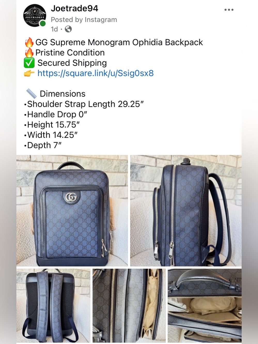 ✅ AUTHENTIC GG Supreme Monogram Ophidia Backpack